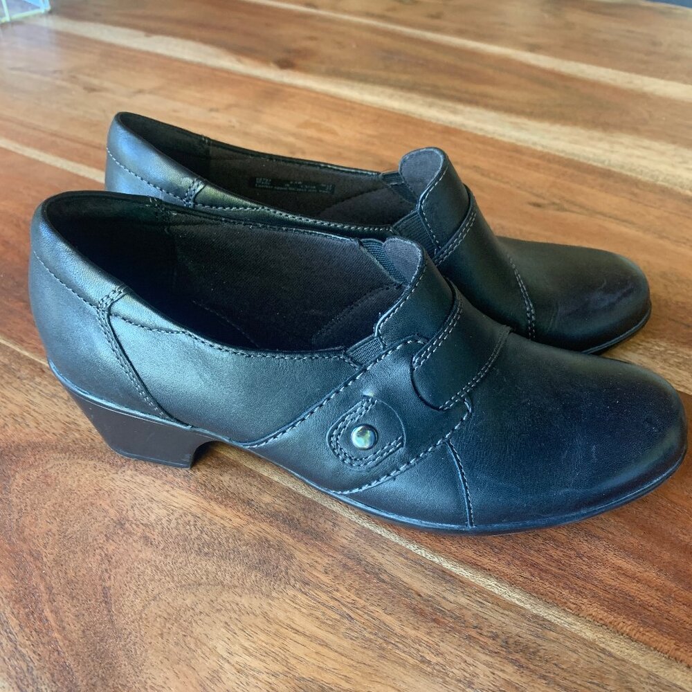 Clarks Bendables size 8.5 black dress work leather shoes